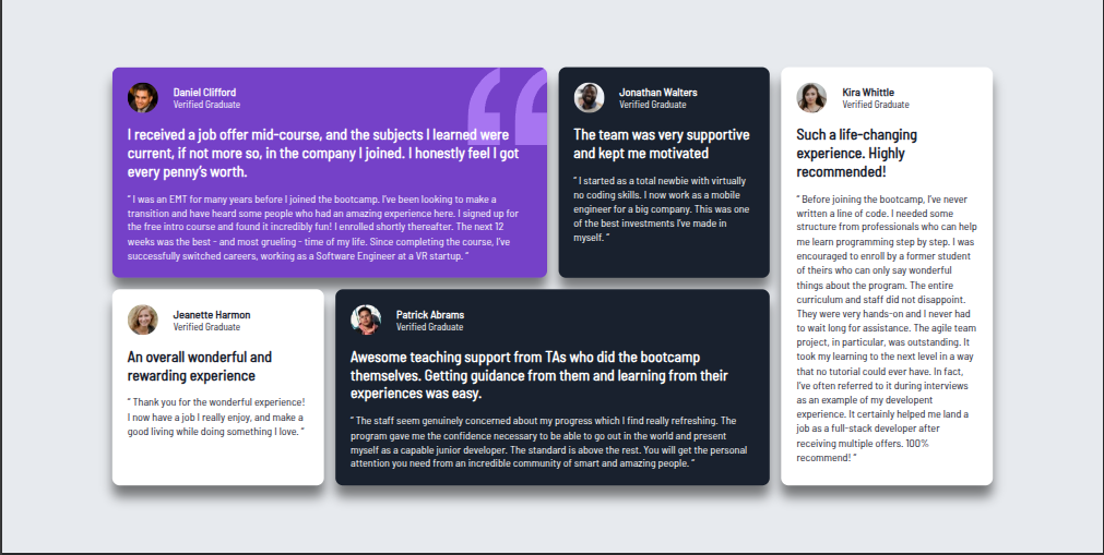 testimonial grid section project preview